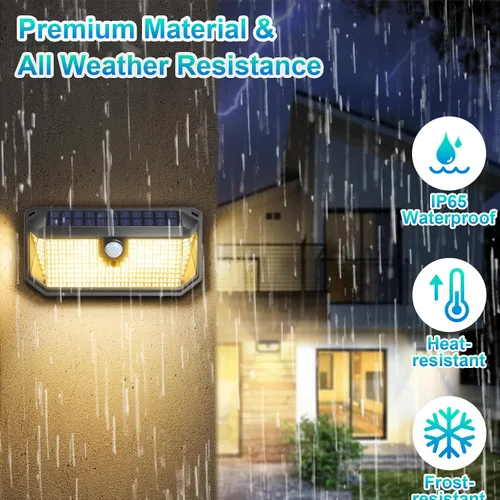Vista 5 de Paquete de 2 luces solares con sensor de movimiento para exteriores, 388 LEDs 4000LM luces solares para exteriores impermeables con ángulo amplio