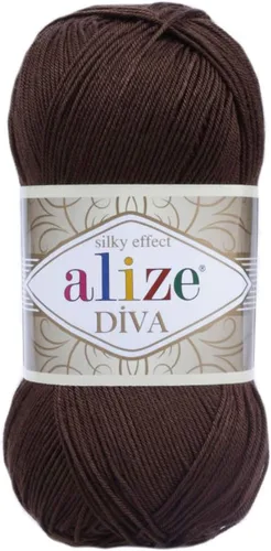 Vista 44 de Alize Diva Silk Effect 100% hilo acrílico de microfibra, 1 madejas de bola de 3.53 oz 383yds color (1 - crema)