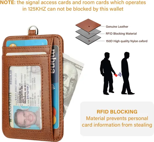 Vista 7 de Lavemi Cartera delgada con bloqueo RFID para tarjetas, cartera minimalista de cuero con bolsillo frontal para mujer