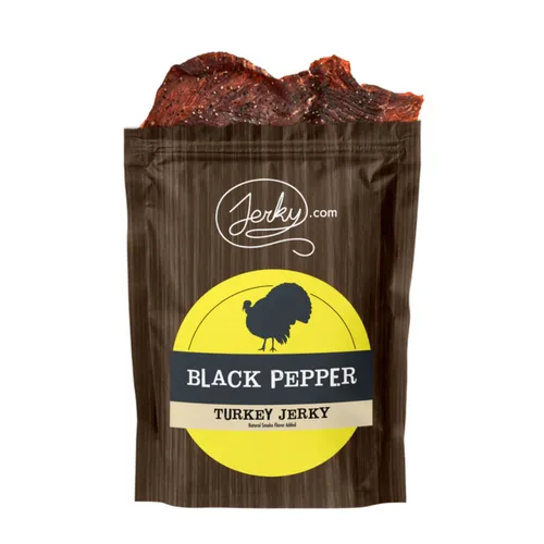 Vista 3 de Jerky Muestra de carne seca de pavo - TESTER 3 PACK - Original, teriyaki y pimienta negra - Hecho de pechuga de pavo muscular entera - Sin
