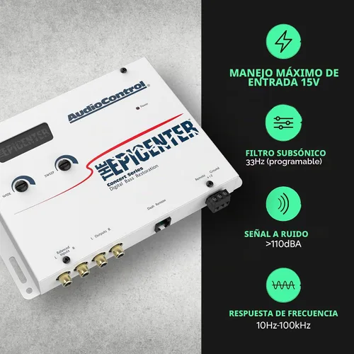 Vista 2 de Expansor de amplificador de graves The Epicenter con mando a distancia, por AudioControl, Blanco