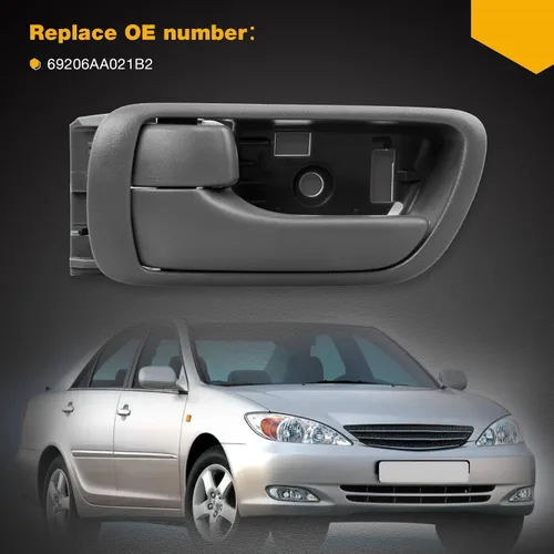 Vista 7 de Gledewen Manija de puerta interior delantera trasera izquierda lado del conductor con botón de bloqueo de puerta, manija interior gris, compatible