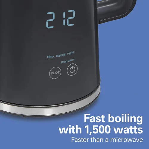 Vista 6 de Hamilton Beach Hervidor de té eléctrico con control de temperatura digital, caldera de agua caliente y calentador de 1.7 L, 5 modos preestablecidos