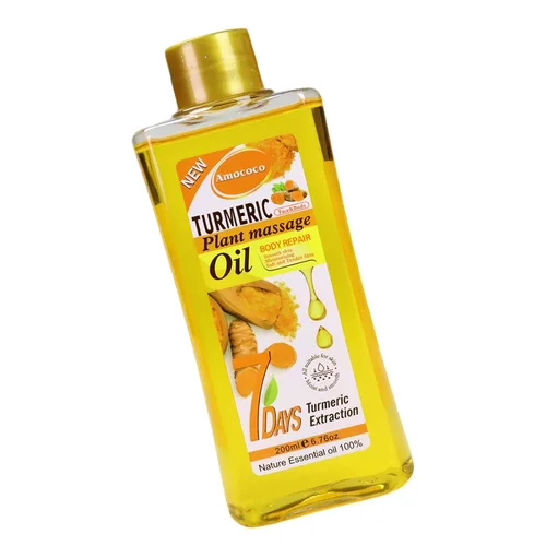 Vista 9 de Aceite corporal de cúrcuma de 6.8 fl oz para masaje e hidratación diaria, hidratación profunda con vitamina E, colágeno, aceite de cúrcuma para cara