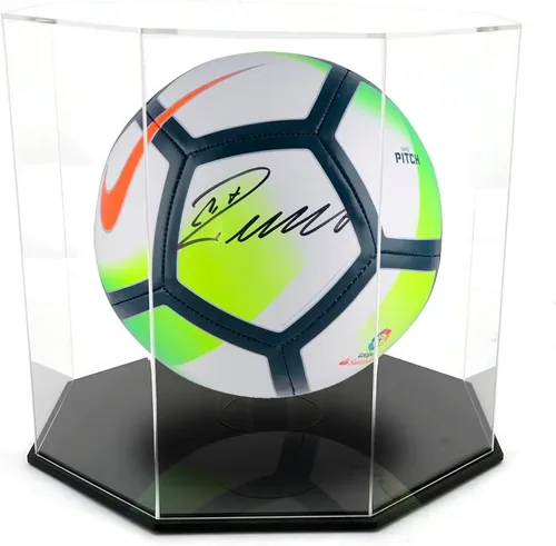Vista 2 de OnDisplay Deluxe Octagon - Vitrina de baloncesto y balón de fútbol con protección UV, base negra