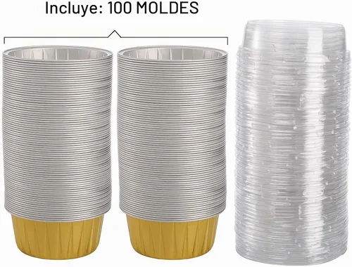 Vista 6 de DEAYOU Paquete de 100 moldes de papel de aluminio para hornear con tapas, moldes desechables de 5 onzas para magdalenas, moldes de papel de aluminio