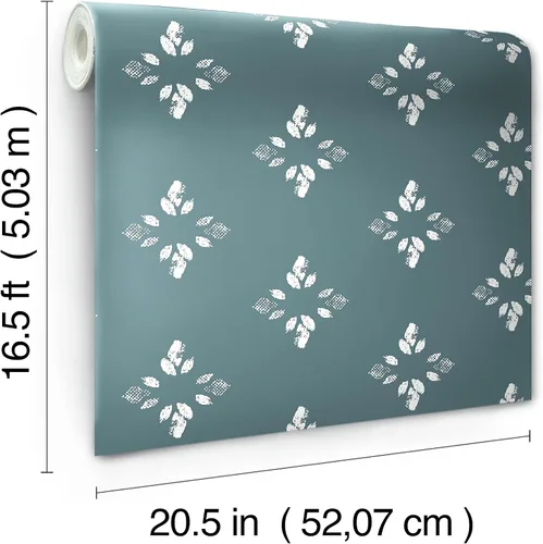 Vista 7 de RoomMates RMK12145WP Rose Lindo - Papel pintado de pétalos prensados color verde azulado oscuro, color azul mezclilla