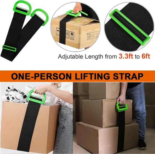 Vista 7 de Correas para mover muebles con hebilla en el pecho, correa de elevación para 2 mudanzas, correas de hombro para mover con correa de elevación para 1