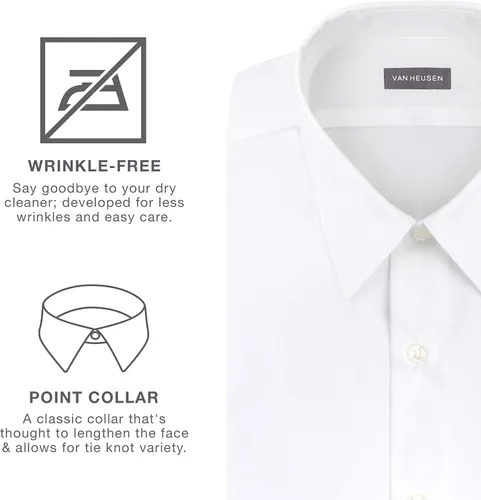Vista 5 de Van Heusen - Camisa de vestir para hombre, corte regular, camisa unicolor de popelina