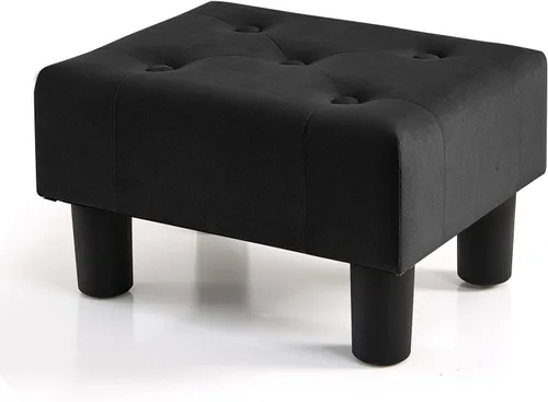 Vista 23 de BRIAN & DANY Taburete pequeño para pies, taburetes de lino con patas, reposapiés pequeño estable para sala de estar, beige