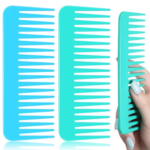 Vista 15 de Patelai Peine de dientes anchos, peine desenredante grande para cabello rizado, húmedo y seco, sin mango, accesorios desenredantes (ámbar)