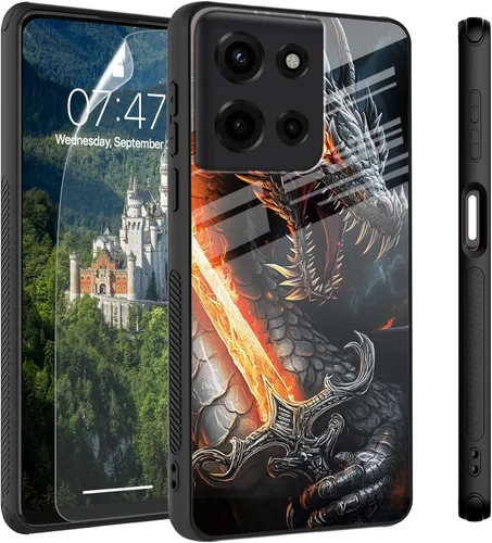 Vista 73 de Funda para Motorola Moto Edge 2022, cubierta trasera de vidrio templado con protector de pantalla, funda protectora a prueba de golpes para Motorola