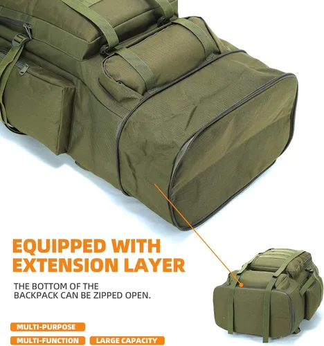 Vista 4 de Mochila de senderismo y camping, mochila MOLLE impermeable para viajes (verde militar)