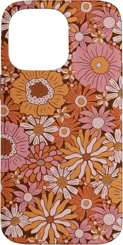 Vista 21 de Retro Flowers Meadow Floral Groovy 60s Pink Orange Brown Case for iPhone 17