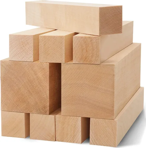Vista 9 de Kit de bloques de tallado de tilo sin terminar, paquete de 12 bloques rectangulares de madera para tallar, manualidades y tallado para adultos 12