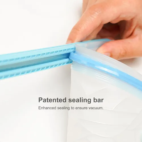 Vista 7 de Bolsas reutilizables de sellado al vacío, paquete de 6 – Bolsas de vacío y congelador sin BPA con sellador al vacío de mano más pequeño del mundo