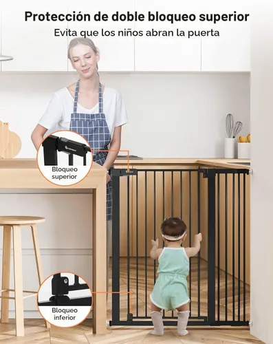 Vista 6 de COMOMY Puerta de bebé extra alta de 42 pulgadas para escaleras, se adapta a