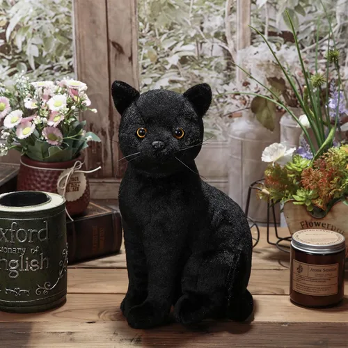Vista 5 de Libima Peluche de gato negro de Halloween de 13 pulgadas, animal de peluche realista de gato suave y lindo, almohada de juguete, regalos para niños