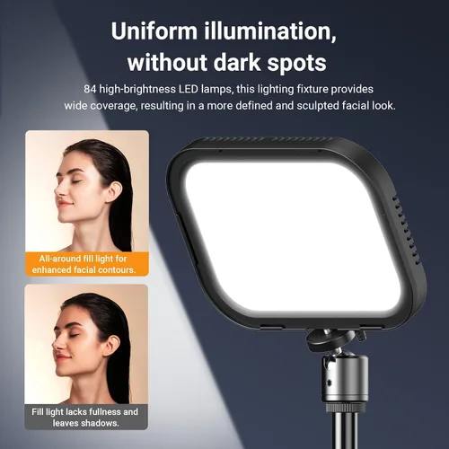 Vista 2 de APEXEL Kit de iluminación de video fotográfico, luces LED regulables de 5600 K USB para grabación de video con soporte de trípode ajustable