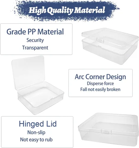 Vista 4 de Goiio 6 piezas mini contenedores de almacenamiento de plástico con tapa, caja rectangular transparente de 5 x 4 x 1.3 pulgadas para recolectar