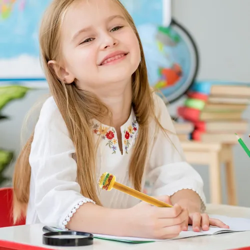 Vista 5 de Cheeseburger - Bolígrafo novedoso y divertido y único, suministros de oficina para niños y adultos, bolígrafo colorido de escritura de comida