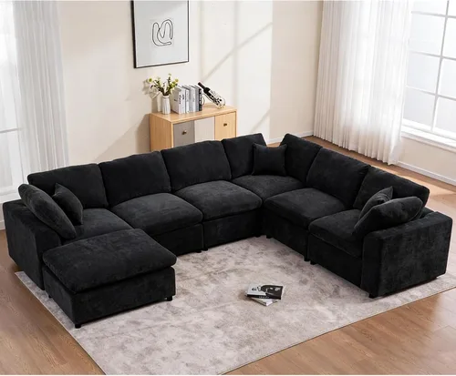 Vista 9 de Sofá modular de gran tamaño, sofá de nube de 7 plazas con otomana