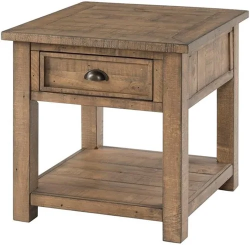Vista 14 de Martin Svensson Home Mesa auxiliar de madera maciza, color negro con tapa marrón