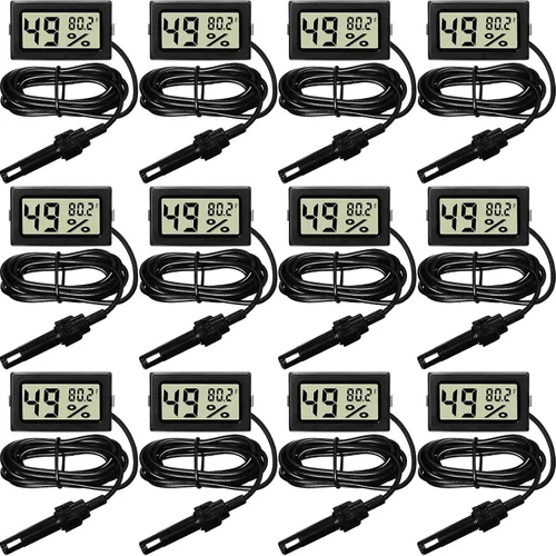 Vista 7 de Weewooday Medidor digital de temperatura y humedad con medidor de sonda LCD Fahrenheit, termómetro higrómetro para incubadora, planta de reptiles