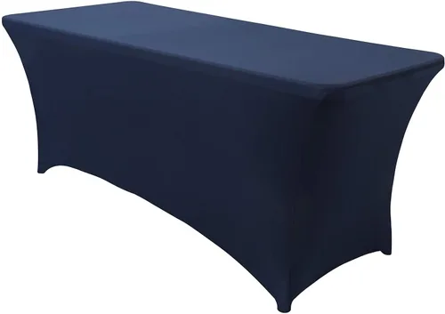 Vista 100 de Obstal Funda de mesa de elastano elástica de 4 pies para mesas plegables estándar, paquete de 2 manteles rectangulares universales ajustables