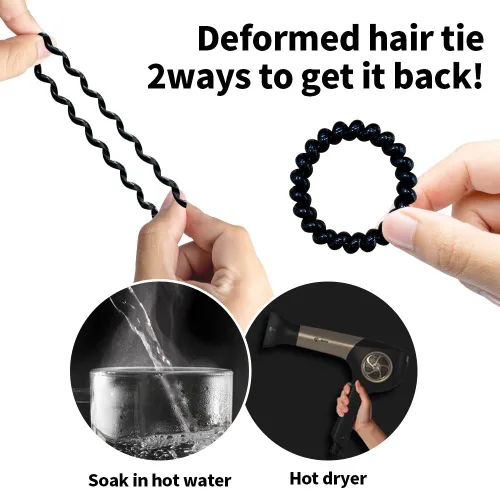 Vista 5 de BeliJiu - Lazos para el cabello en espiral – Basic 12P – Lazos para el cabello con cable de teléfono, lazos elásticos para el cabello para mujeres
