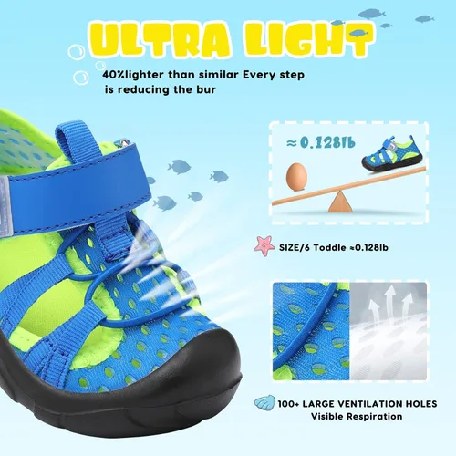 Vista 2 de JOINFREE Zapatos de agua para niños y niñas, transpirables, Qucik Dry Sport Playa, sandalias ligeras y flexibles