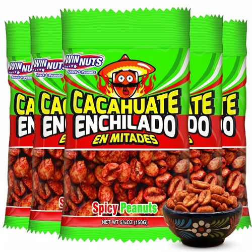 Vista 6 de WINNUTS Cacahuates de lima (paquete de 5, 5.25 onzas cada uno) Cacahuates con limón Cacahuates con limon Auténticos aperitivos mexicanos