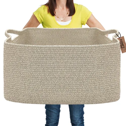 Vista 62 de COMFY-HOMI Cestas de almacenamiento de 11.5 x 7.5 x 4.7 pulgadas para organizar, cesta tejida de cuerda de algodón, caja de almacenamiento de marrón