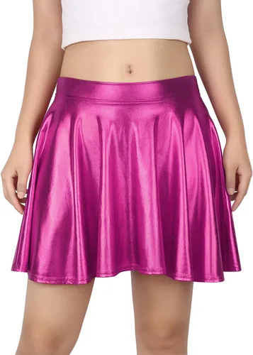 Vista 2 de HDE Falda de patinadora circular acampanada y acampanada para mujer