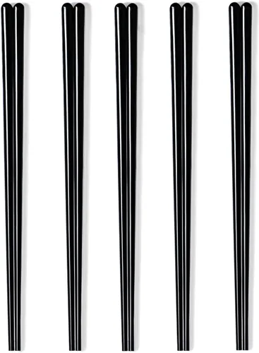 Vista 3 de LEETOYI Juego de 5 palillos de cerámica, palillos chinos de porcelana fáciles de limpiar, 9.6 pulgadas (negro)