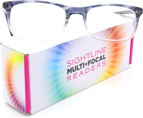 Vista 3 de Sightline Lentes de lectura multifocal, color gris a cristal desvanecido, potencia progresiva, calidad premium, marco de acetato Cory