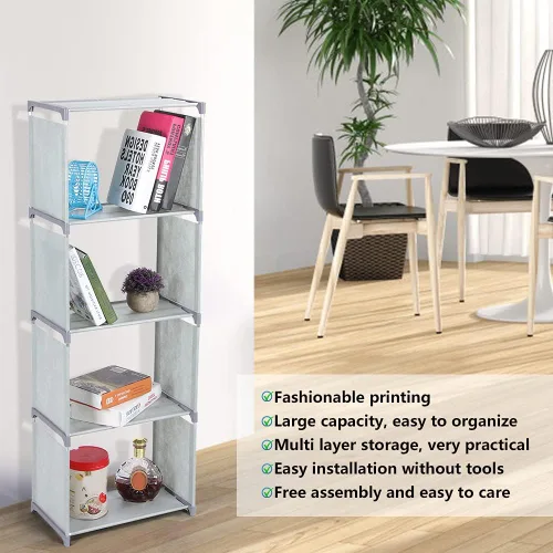 Vista 7 de JUOPZKENN Estanterías, estantería abierta, organizador de almacenamiento, estante de plástico para libros, estantería portátil vertical