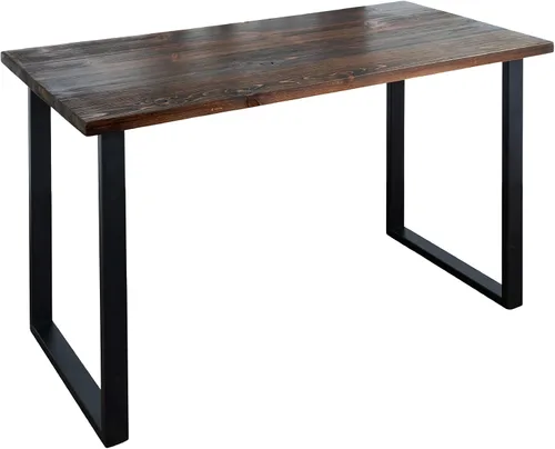 Vista 12 de PIPE DECOR Boulder - Kit de escritorio rústico de madera maciza negra de 48 pulgadas con (2) patas cuadradas de metal negro mate de 28 pulgadas