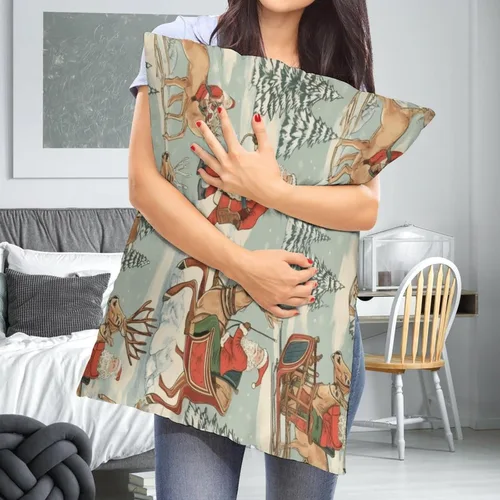 Vista 10 de Fundas de almohada decorativas de invierno, con bastones de caramelo, alce, Papá Noel, paseos en trineo, 12 x 20 pulgadas, con cremallera