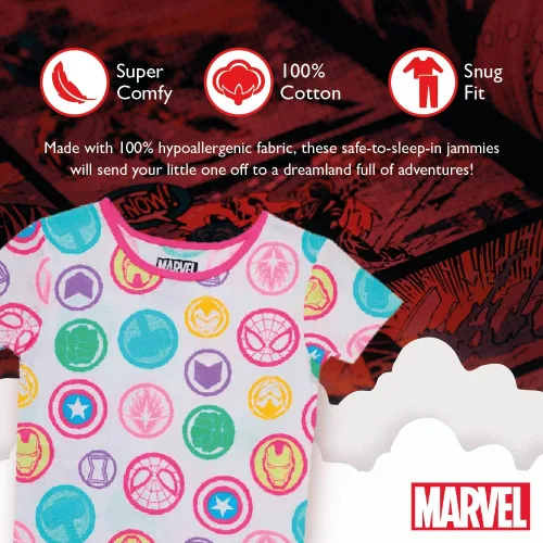 Vista 3 de Marvel Girls' Black Panther Wakanda Forever Groot 2-Piece Snug-fit Cotton Pajamas Set