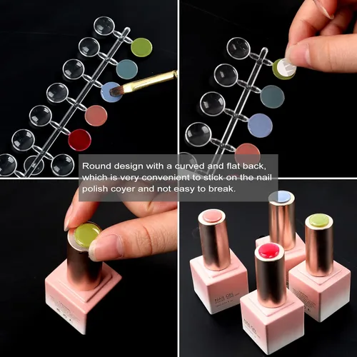 Vista 3 de 120 puntas redondas de exhibición de uñas postizas, tabla de visualización de color transparente para arte de uñas, palos de muestra de uñas