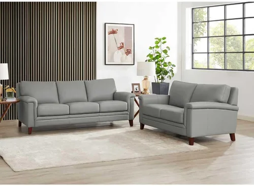 Vista 10 de Hydeline Westcott - Silla de cuero de grano superior, gris plateado, espuma viscoelástica y bobinas de bolsillo Plata Gris