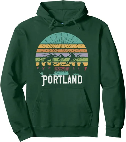 Vista 8 de PORTLAND OREGON - Sudadera con capucha estilo retro vintage de los años 70 y 80, Negro, S