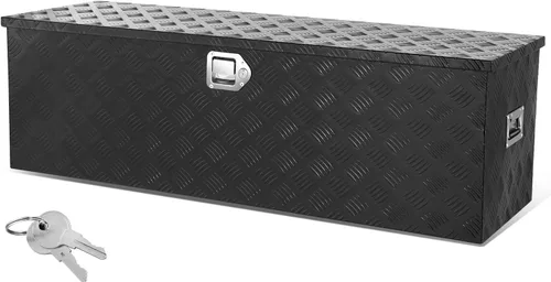 Vista 8 de Caja de herramientas de placa de diamante de aluminio resistente para cama de camioneta pickup, remolque RV, caja de herramientas impermeable