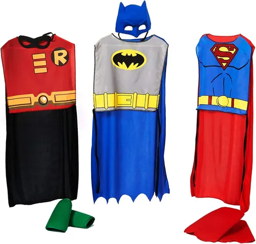 Vista 3 de Rubie's DC Comics - Conjunto de disfraz de superhéroe de trío de acción para niños, talla S