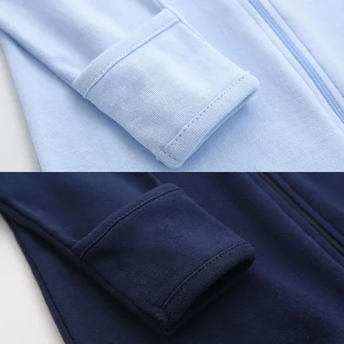 Vista 5 de Pijama de Algodón para Bebés y Niños para Dormir y Jugar con Cremallera Frontal y Pies de 0-12 Meses