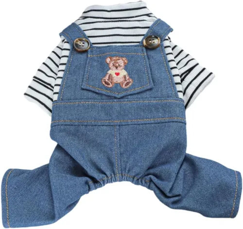 Vista 12 de Ropa de verano para cachorros, camisa para perros pequeños, overol para perros pequeños, ropa de verano para mascotas, overol con peto, pantalones
