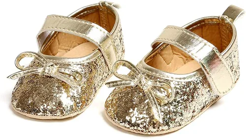 Vista 4 de Antheron Baby Girls Mary Jane Flats - Mocasines para bebé con suela suave, diseño floral brillante