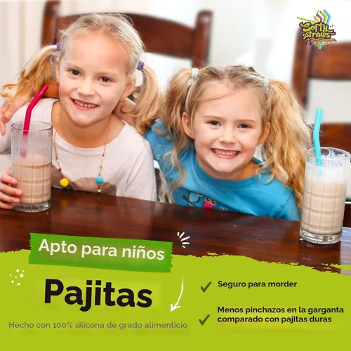 Vista 3 de Sorbetes reutilizables Pack de 4 sorbetes de silicona, Perfectas para smoothies y fiestas, vienen en envases ecológicos, Casual, Multilcolor Surtido