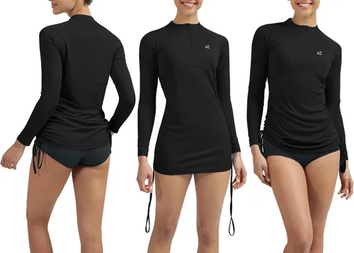 Vista 3 de Ewedoos - Camisas de baño con protección solar UPF 50+ contra salpullido para mujer, ropa de natación con protección solar SPF, camisas de manga